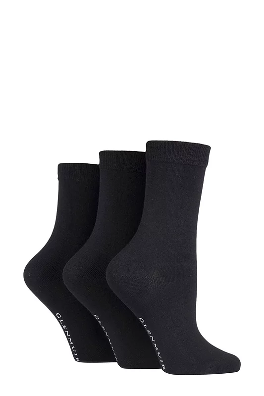 Women's 3 Pair Glenmuir Classic Plain Bamboo Socks
