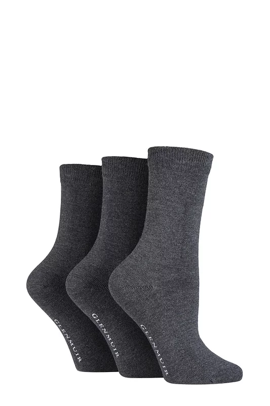Women's 3 Pair Glenmuir Classic Plain Bamboo Socks