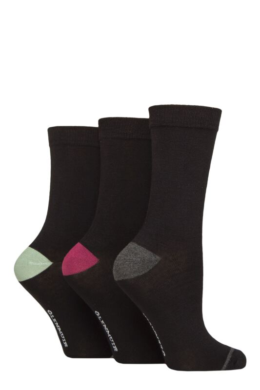 Women's 3 Pair Glenmuir Contrast Heel and Toe Bamboo Socks