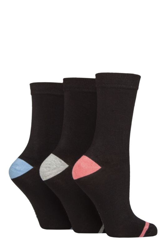 Women's 3 Pair Glenmuir Contrast Heel and Toe Bamboo Socks