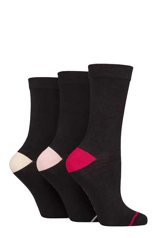 Women's 3 Pair Glenmuir Contrast Heel and Toe Bamboo Socks
