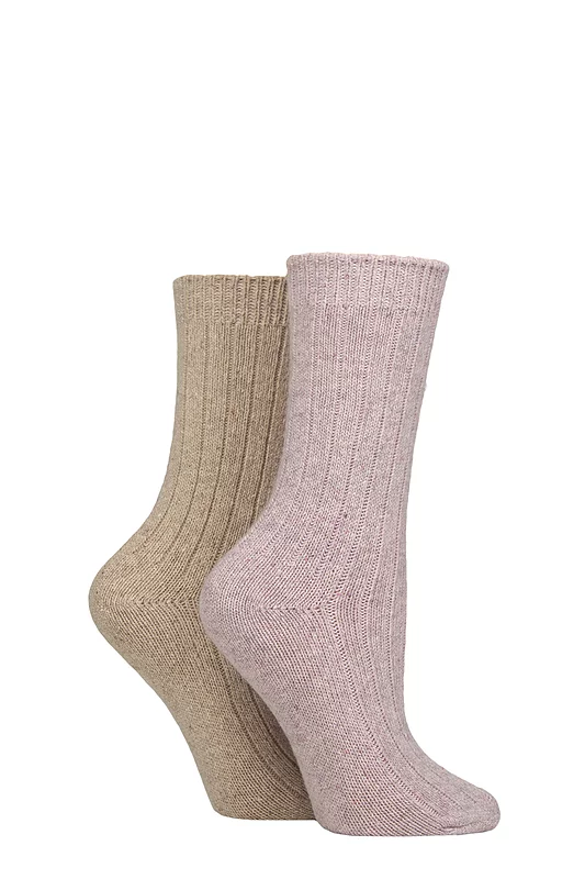 Women's 2 Pair Glenmuir Cotton, Merino Wool and Silk Socks
