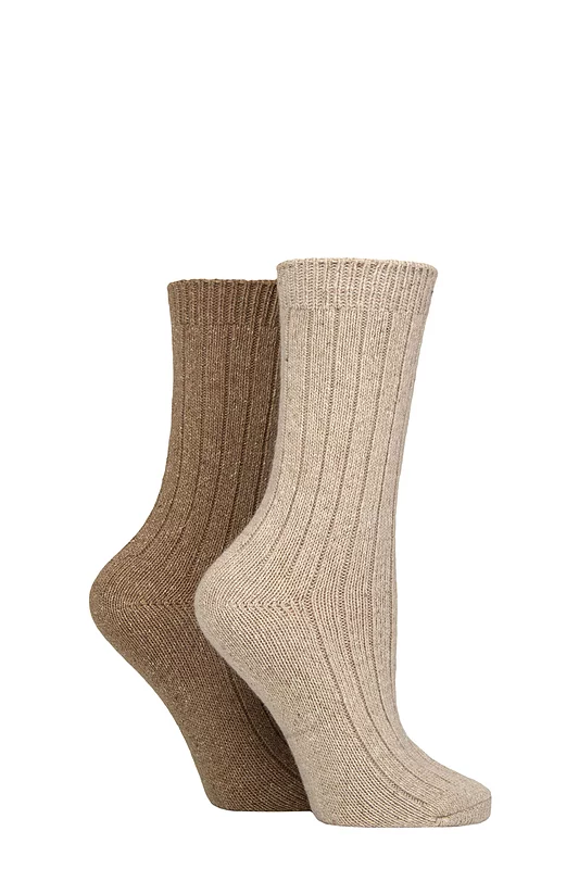 Women's 2 Pair Glenmuir Cotton, Merino Wool and Silk Socks