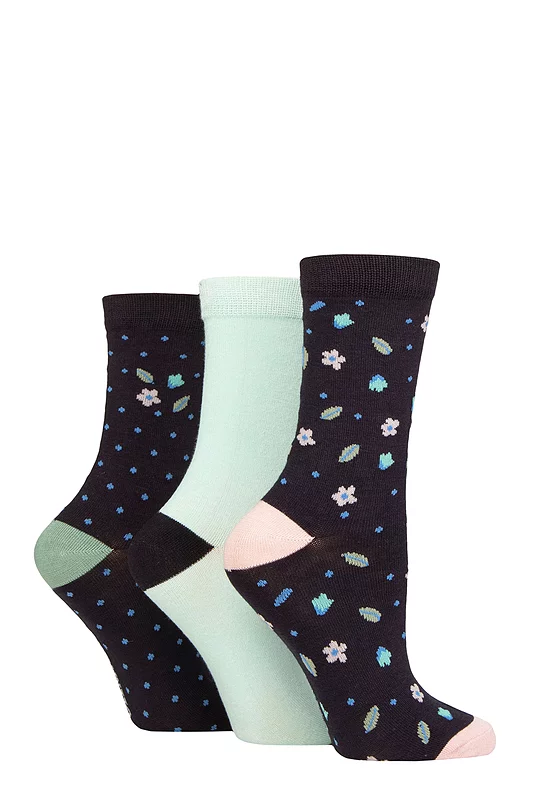 Women's 3 Pair Glenmuir Patterned Bamboo Socks