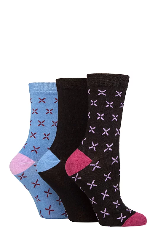 Women's 3 Pair Glenmuir Patterned Bamboo Socks