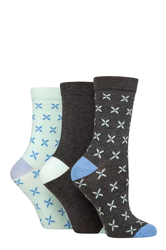 Women's 3 Pair Glenmuir Patterned Bamboo Socks