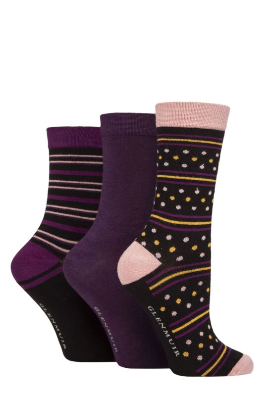 Women's 3 Pair Glenmuir Patterned Bamboo Socks
