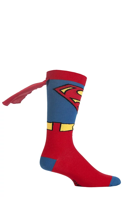Mens 1 Pair SOCKSHOP Superman Cape Socks Multi Coloured 6-11