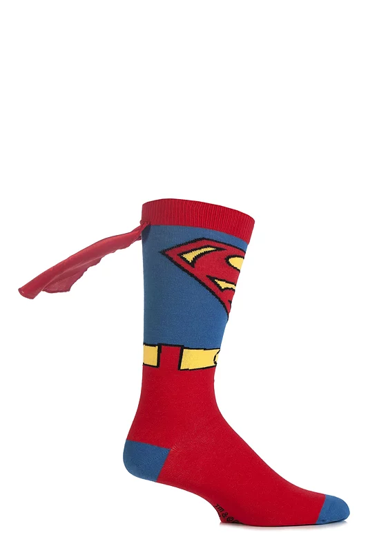 Boys and Girls 1 Pair SOCKSHOP Superman Cape Socks Multi Coloured 9-12