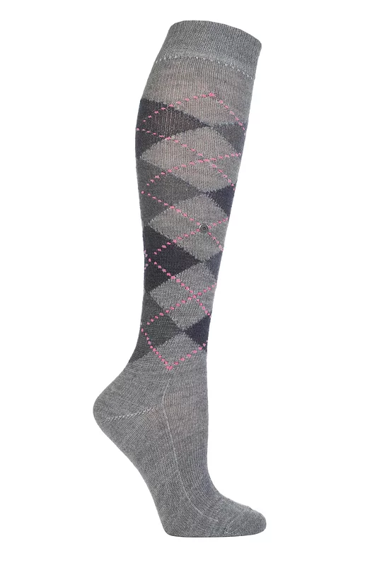 Women's 1 Pair Burlington Whitby Extra Soft Argyle Knee High Socks