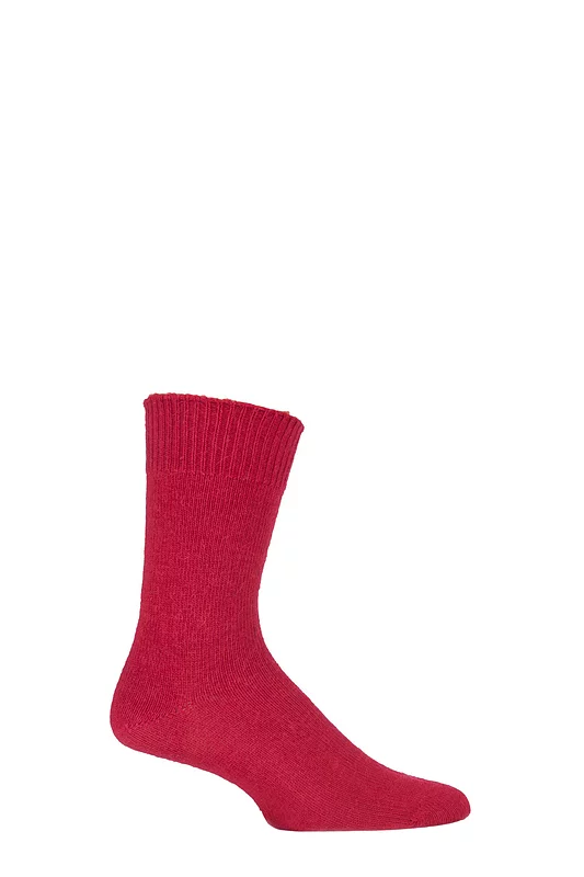 Mens and Women's 1 Pair SOCKSHOP of London Plain Alpaca Socks Red 11-13