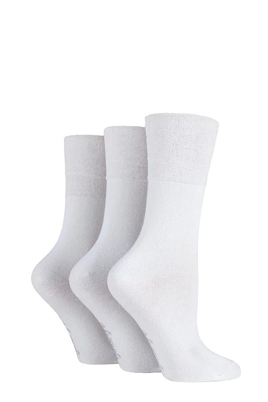Women's 3 Pair Gentle Grip Plain Cotton Socks