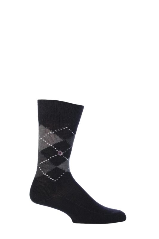 Mens 1 Pair Burlington Preston Extra Soft Feeling Argyle Socks