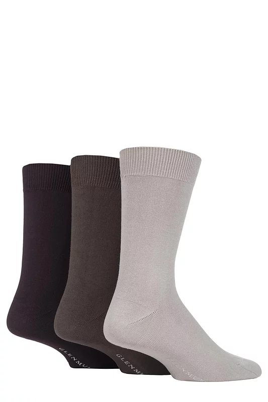 Mens 3 Pair Glenmuir Classic Bamboo Plain Socks