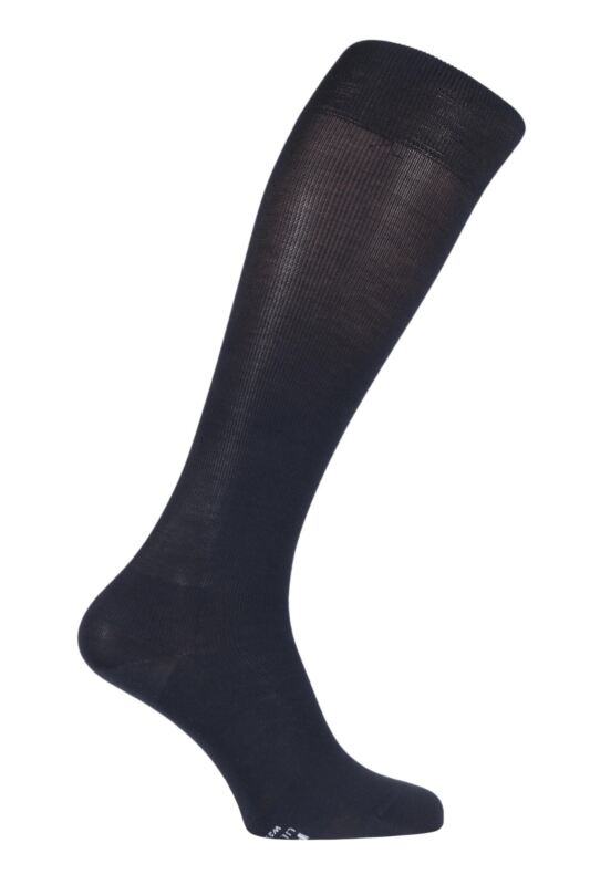 Mens 1 Pair Falke Ultra Energising Cotton Compression Socks Dark Navy 5.5-6.5 (41-46cm Calf Width) Mens
