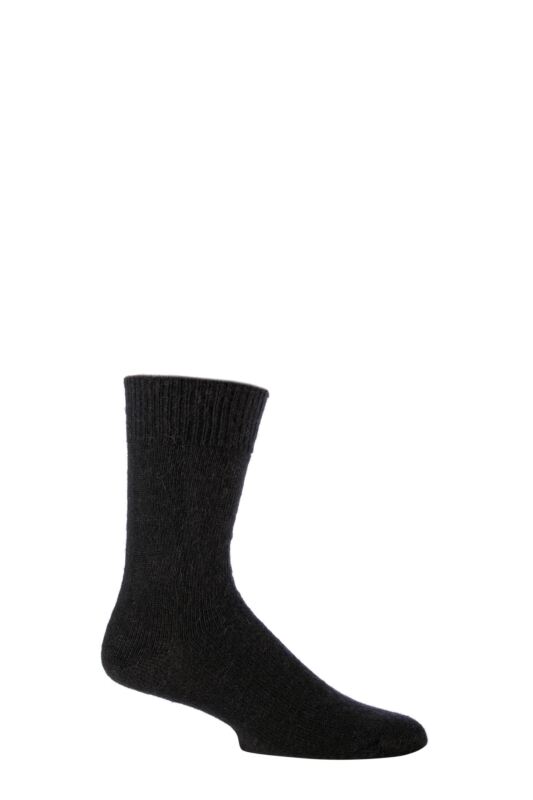Mens and Women's 1 Pair SOCKSHOP of London Mohair Plain Knit True Socks Black 11-13