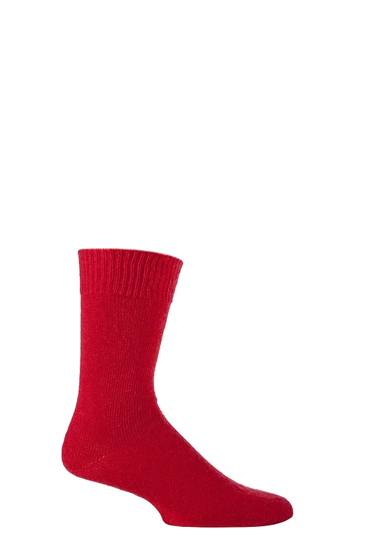 Mens and Women's 1 Pair SOCKSHOP of London Mohair Boot Socks With Cushioning Red 11-13