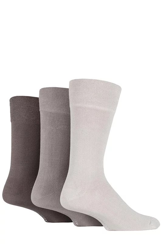Mens 3 Pair Glenmuir Plain Comfort Cuff Socks