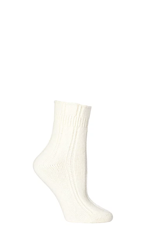 Women's 1 Pair Falke Angora Bed Socks Cream 35-38