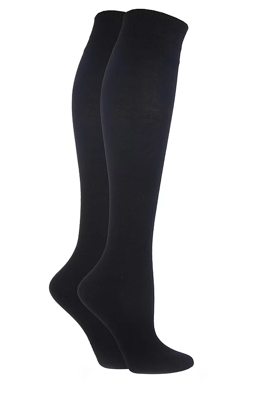 Women's 2 Pair Elle Plain and Striped Cotton Knee Highs