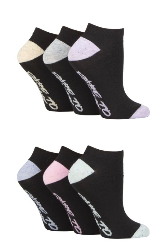 Women's 6 Pair Dare to Wear Performance Trainer Socks Black 4-8 Ladies