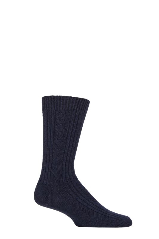 Mens 1 Pair Glenmuir Cashmere and Merino Wool Blend Socks