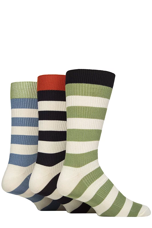 Mens 3 Pair Glenmuir Bamboo Leisure Socks Cream / Navy / Green / Blue 7-11