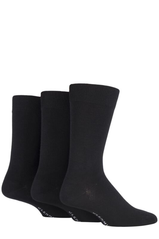 Mens 3 Pair Glenmuir Classic Bamboo Plain Socks