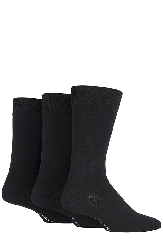 Mens 3 Pair Glenmuir Classic Bamboo Plain Socks