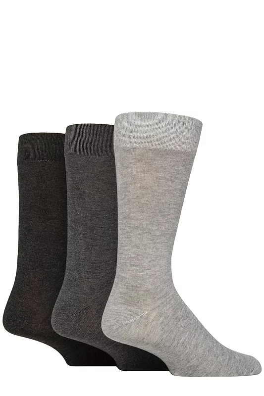 Mens 3 Pair Glenmuir Classic Bamboo Plain Socks