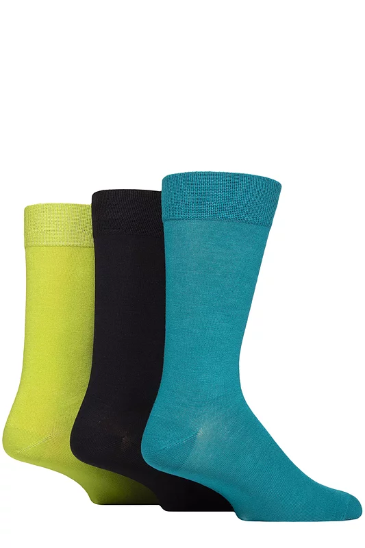 Mens 3 Pair Glenmuir Classic Bamboo Plain Socks