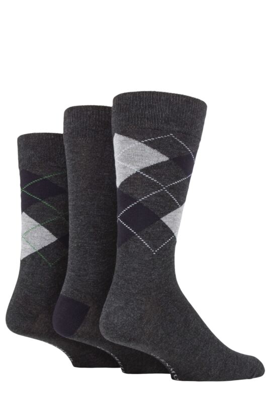 Mens 3 Pair Glenmuir Classic Bamboo Argyle Socks