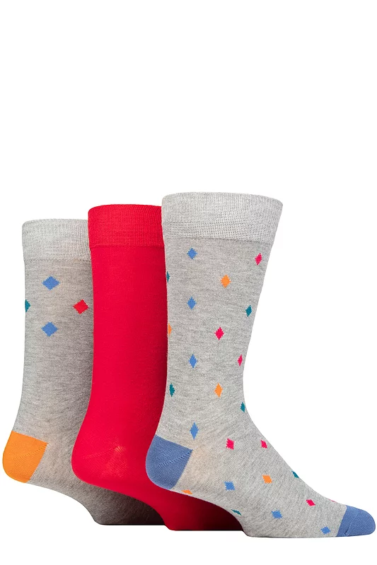Mens 3 Pair Glenmuir Patterned Bamboo Socks