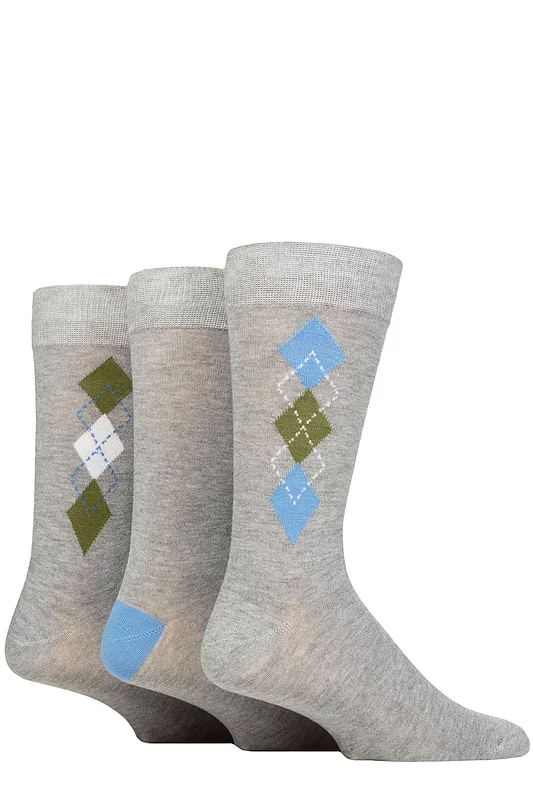 Mens 3 Pair Glenmuir Patterned Bamboo Socks