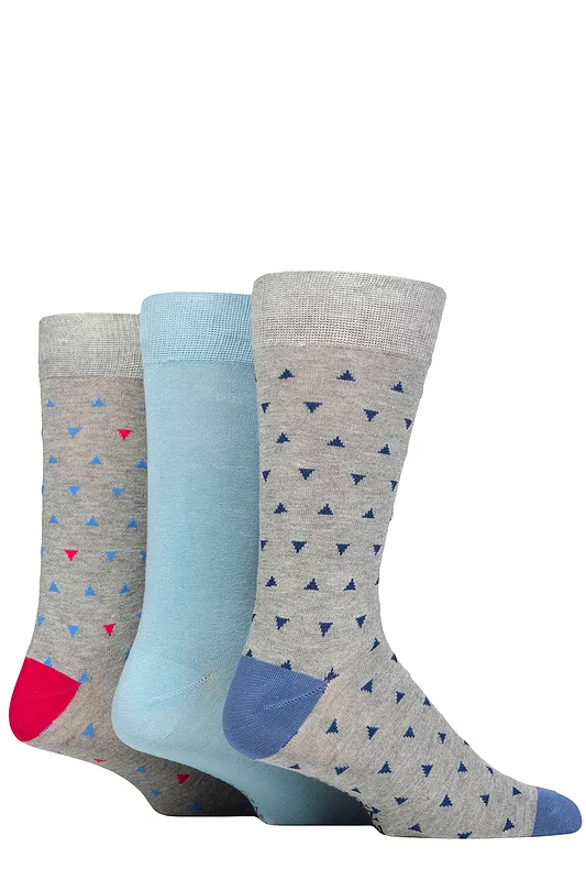 Mens 3 Pair Glenmuir Patterned Bamboo Socks