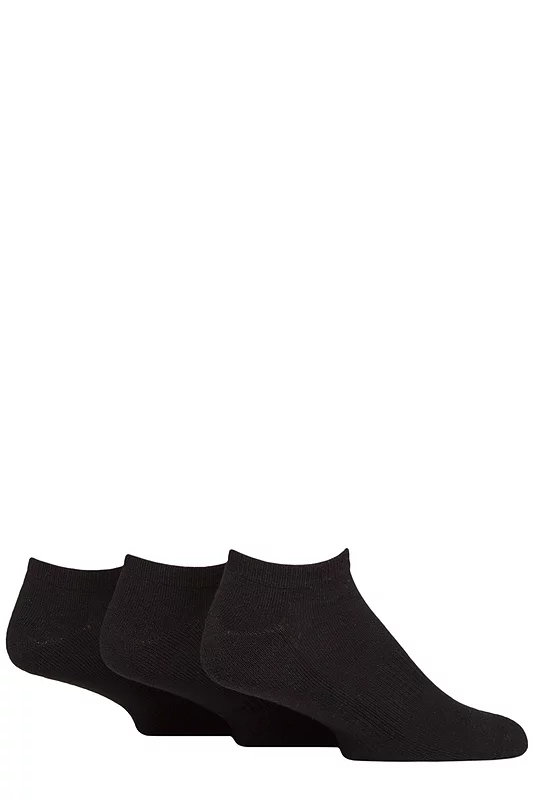 Mens 3 Pair Glenmuir Bamboo Sports Half Cushioned Trainer Socks