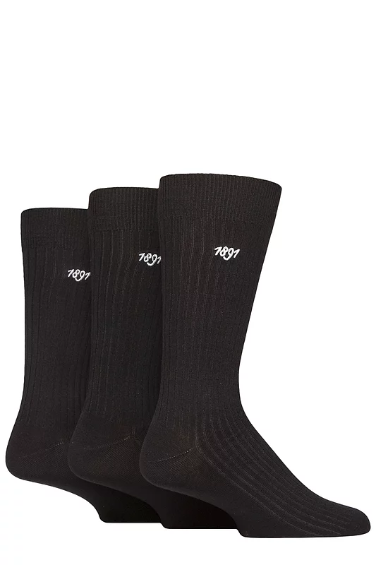 Mens 3 Pair Glenmuir Laird Bamboo Ribbed Plain Socks