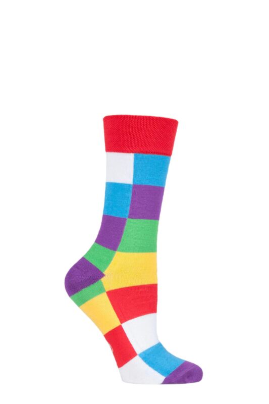Mens Womens and Kids 1 Pair SOCKSHOP Friendship Friday with Elmer Patchwork Bamboo Socks