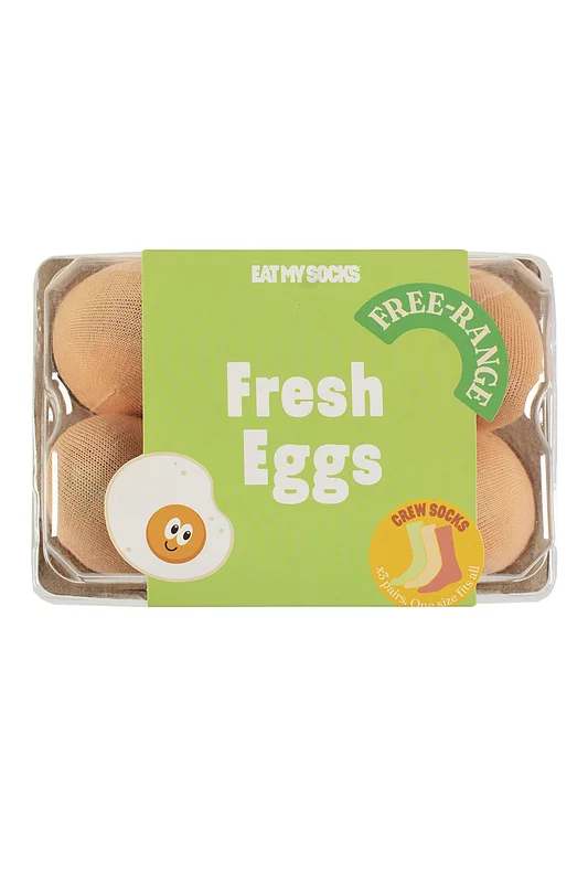 EAT MY SOCKS 3 Pair Fresh Eggs Cotton Socks Eggs One Size