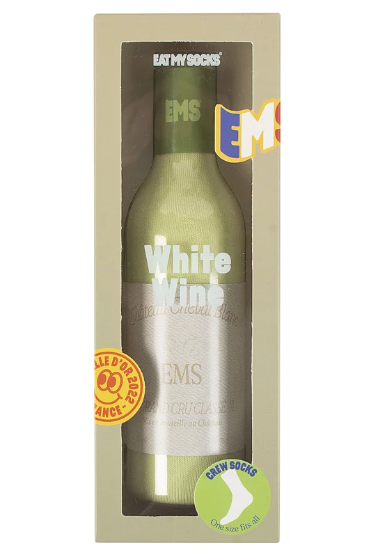 EAT MY SOCKS 1 Pair Wine Bottle Cotton Socks White Wine One Size