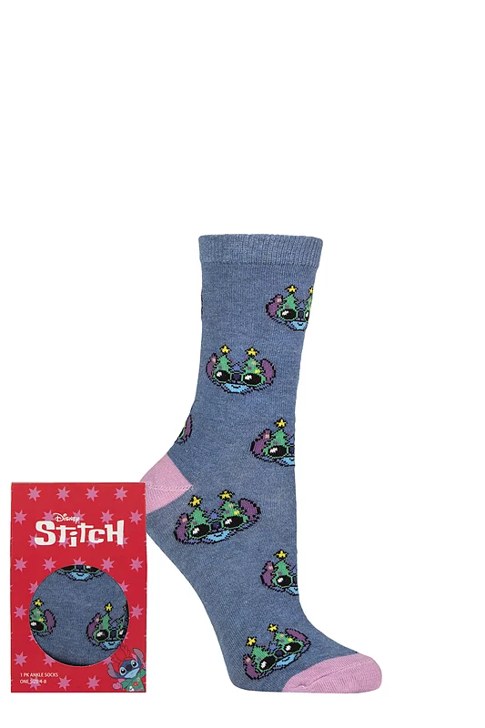 Women's 1 Pair SOCKSHOP Disney Stitch Christmas Gift Boxed Cotton Socks