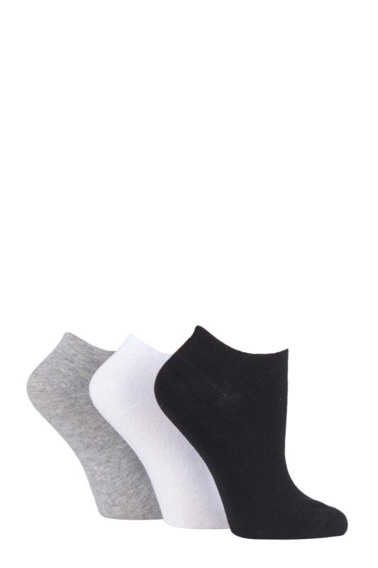 Women's 3 Pair Pringle Plain and Patterned Cotton Trainer Socks
