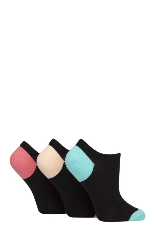 Women's 3 Pair Pringle Plain and Patterned Cotton Trainer Socks