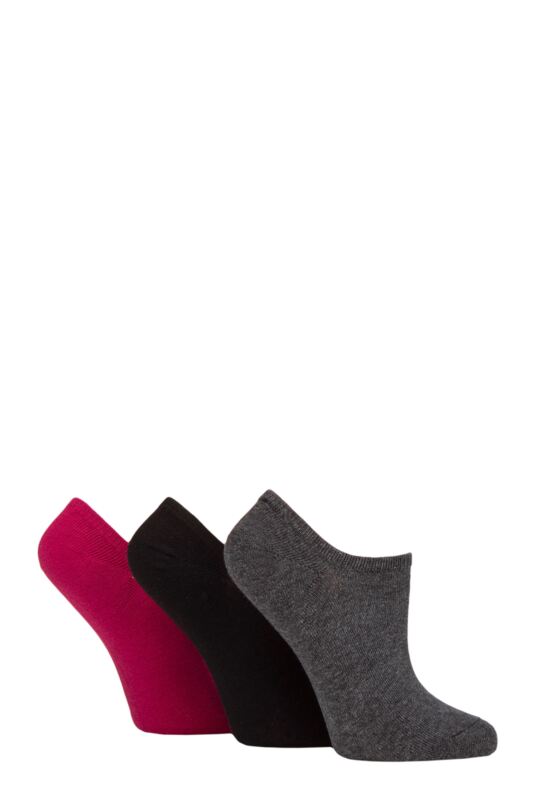 Women's 3 Pair Pringle Plain and Patterned Cotton Trainer Socks