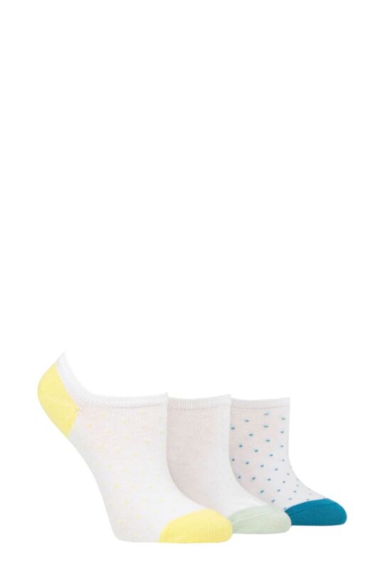 Women's 3 Pair Pringle Plain and Patterned Cotton Trainer Socks