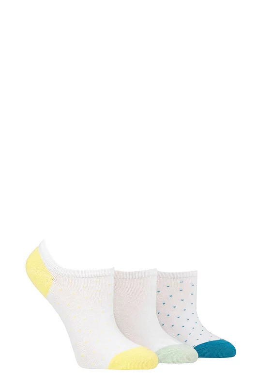 Women's 3 Pair Pringle Plain and Patterned Cotton Trainer Socks