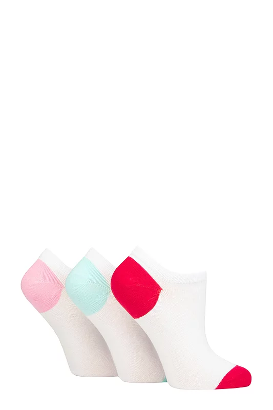 Women's 3 Pair Pringle Plain and Patterned Cotton Trainer Socks