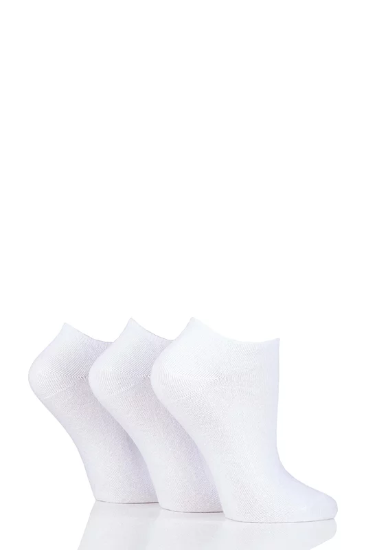 Women's 3 Pair Pringle Plain and Patterned Cotton Trainer Socks