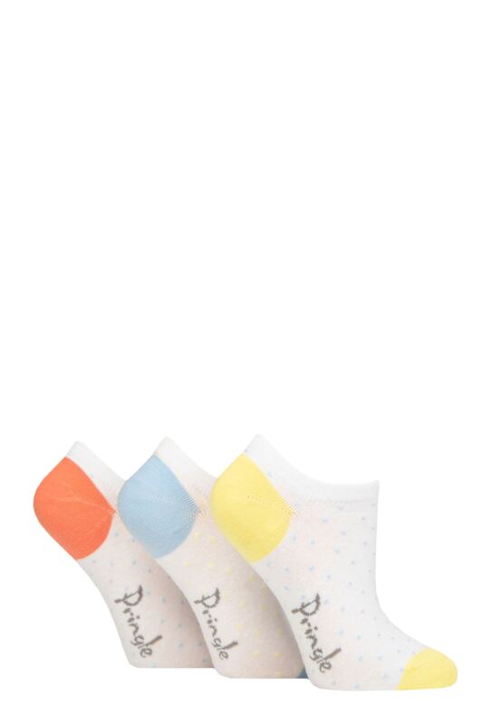 Women's 3 Pair Pringle Plain and Patterned Cotton Trainer Socks