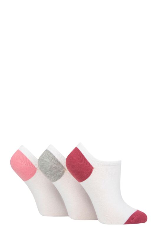 Women's 3 Pair Pringle Plain and Patterned Cotton Trainer Socks
